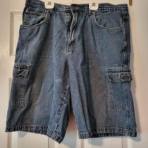 VTG Mens Bugle Boy Blue Jean Cargo Shorts Relaxed Fit